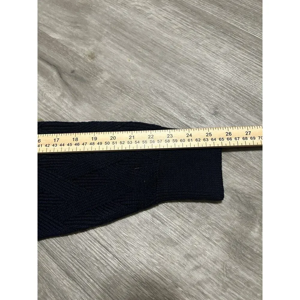 BOSS Hugo Boss Men’s 100% Virgin Wool Textured Crew Neck Sweater Navy L NWT